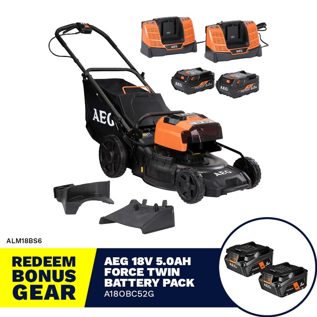 AEG Lawnmower 6Ah 18V alm18bs6 Kit
