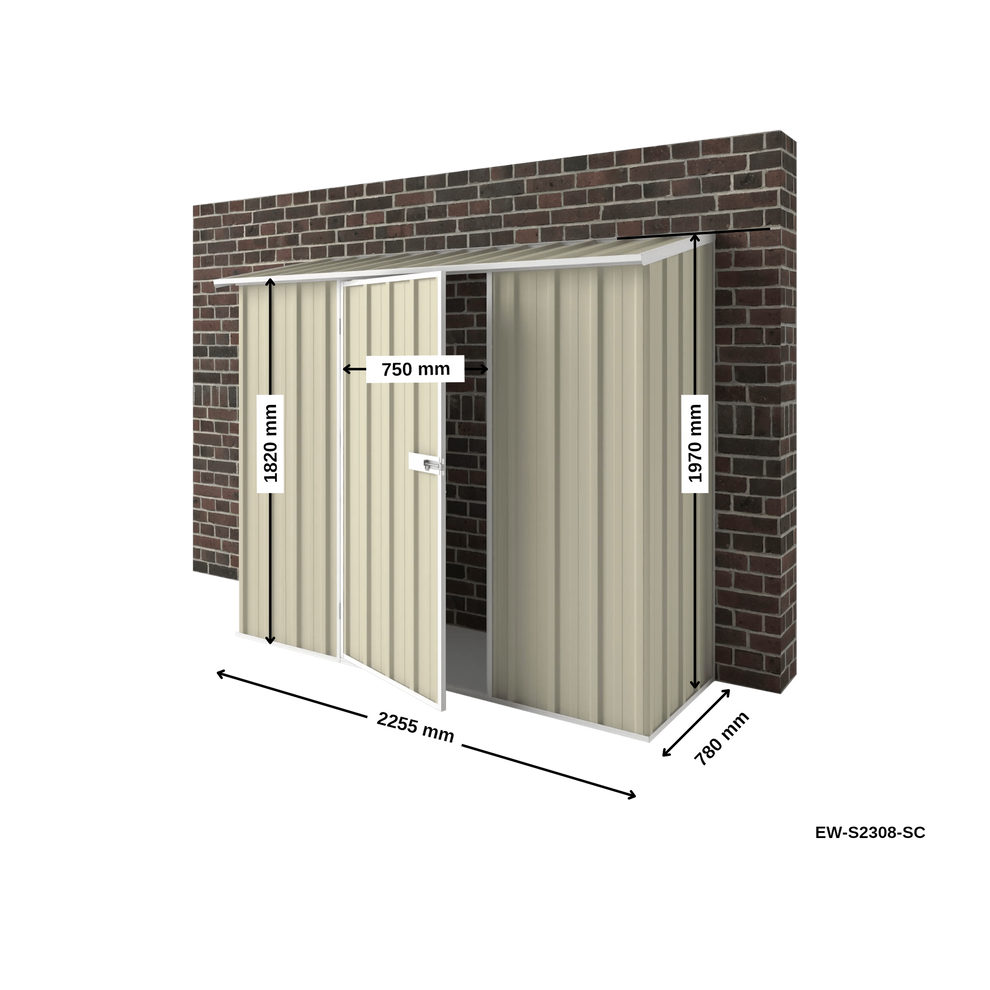 2.25m x 0.78m Off The Wall Garden Shed